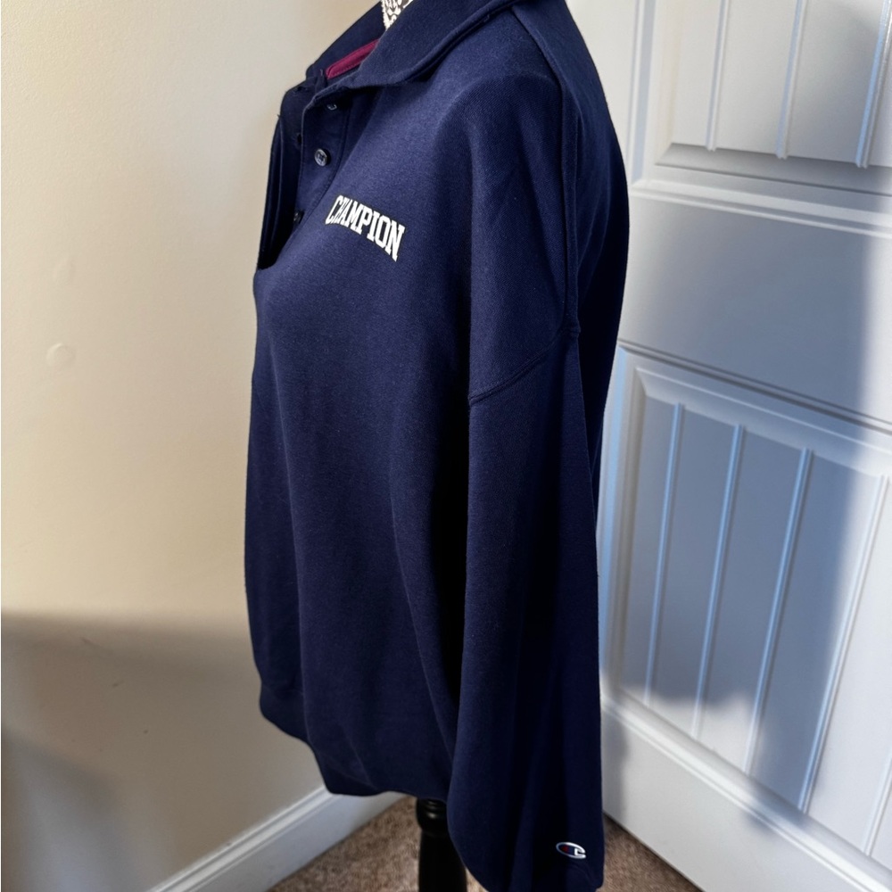 Champion Navy Blue Quarter-Button Pullover Sweatshirt NWT - Picture 4 of 8